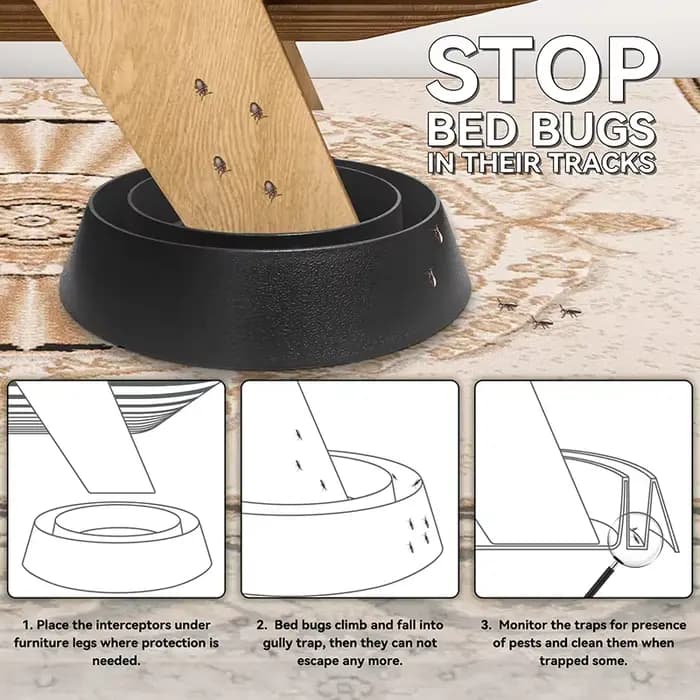 Attrape-insectes en plastique d'intérieur, lutte antiparasitaire, piège à insectes au lit, 4 pièces