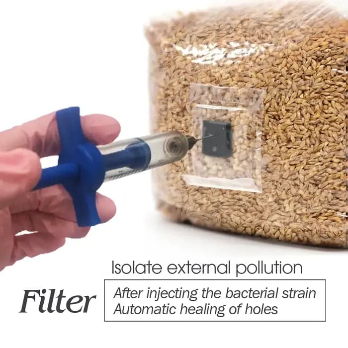 Sac à grains hydraté stérilisé PP 6 Mil, avec Port d'injection auto-guérison, Patch filtrant de 0,2