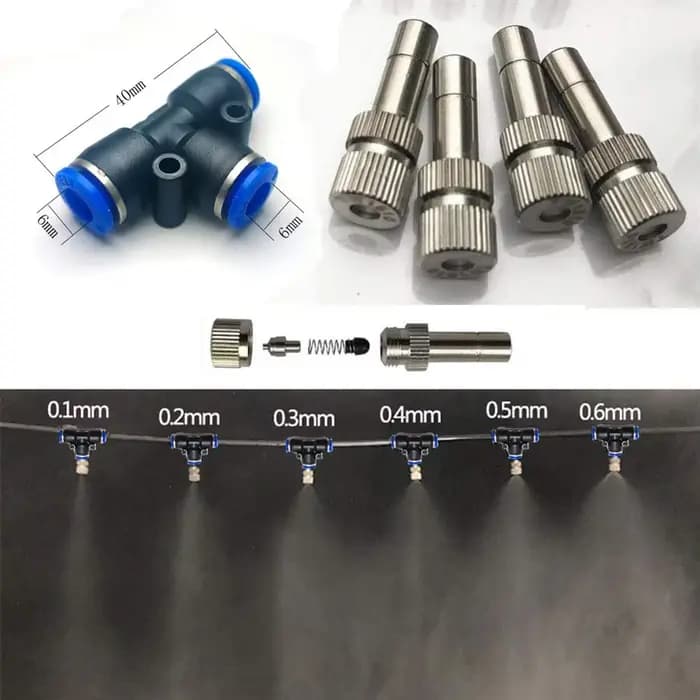 Buse de Brumisation avec Té de 6mm, Connexion Rapide, Arroseur d'Irrigation de Jardin pour Système d