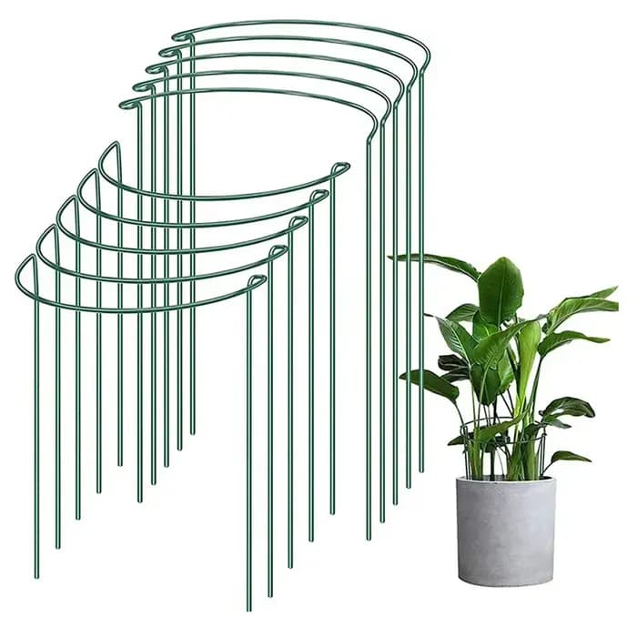 Piquets de Support de Plante en Métal Robuste, Bordure d'Anneau Vert pour Jardin, Fleur d'Hortensia