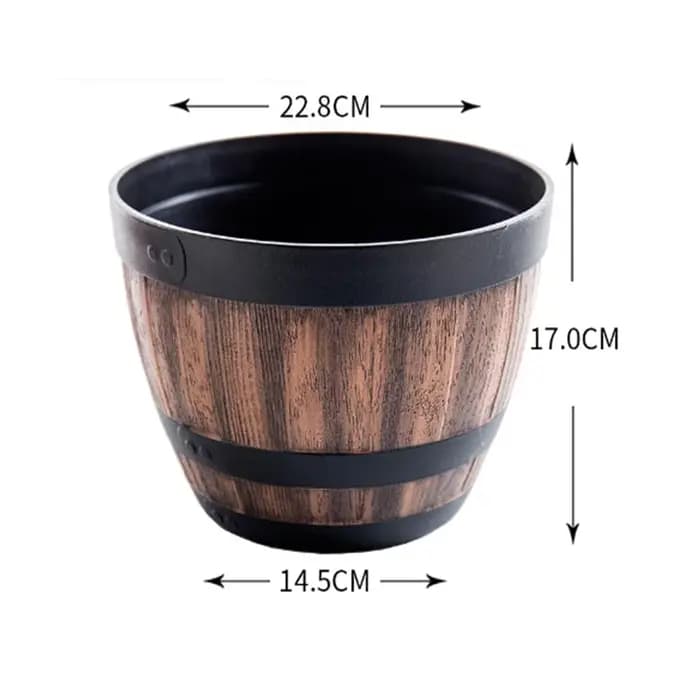 Pot de fleurs élégant inspiré de un baril de whisky