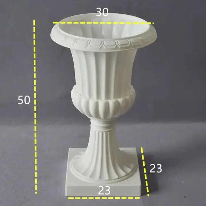 Pot de fleur en plastique doré et blanc