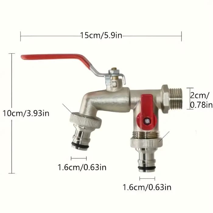 Robinet de tuyau d'eau de jardin à double prise, robinet extérieur multi-composant fileté universel,