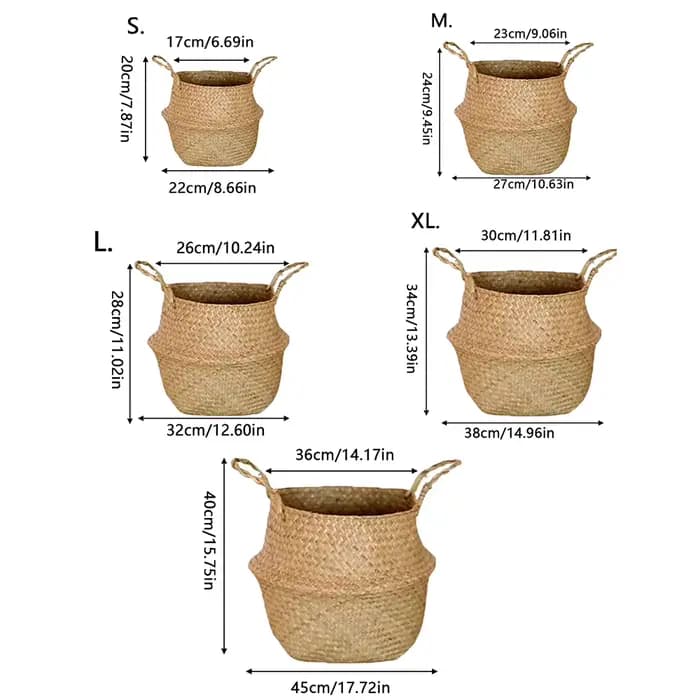 Panier à plantes avec poignées, panier en osier, Pot de rangement, Pot de fleur suspendu en rotin, décoration de maison pour le linge