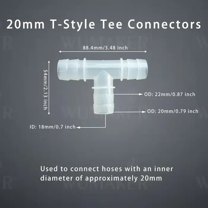 Connecteurs en T de Style T, raccord de tuyau en forme de T, Joint de tube en plastique à 3 voies, s