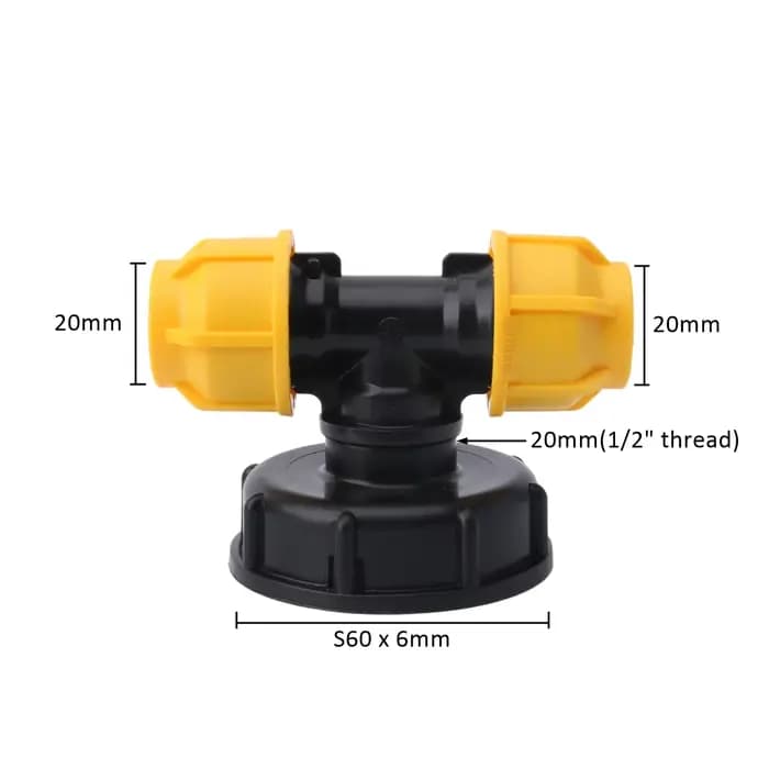Adaptateur de réservoir IBC S60 x 20mm/25mm/32mm, connecteur de tuyau PE/PVC, raccords coudés et en