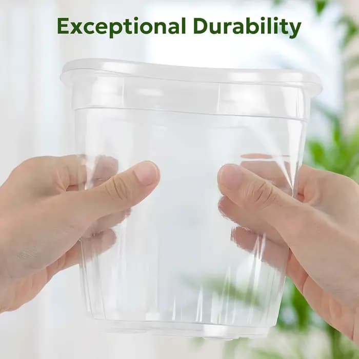 10 Pièces 4 Tailles 3/4/5/6 Pouces Pot de Fleurs en Plastique Transparent pour Serre avec Trou de Drainage Respirant pour Pépinière