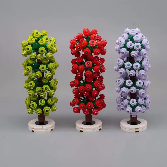 MOC – plantes vertes urbaines, hortensia et arbre arc-en-ciel, décoration de jardin de mariage, blocs de construction DIY pour enfants, jouets cadeau