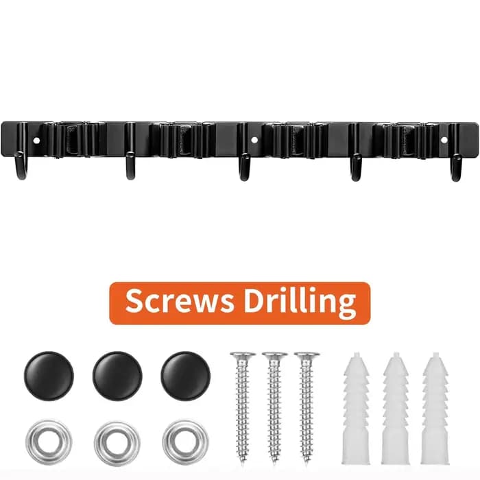 1 support à outils en métal robuste avec 4 fentes et 5 crochets - rangement mural pour outils de jar