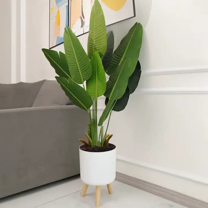 Pots de plantes modernes avec support de pieds en bois
