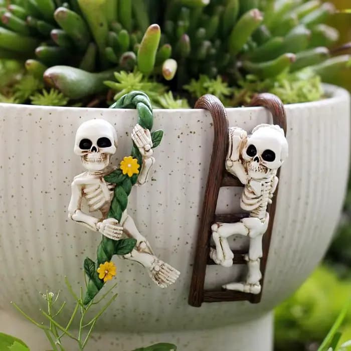 Pot Huggers Ensemble de 2 squelettes décoratifs pour jardinières