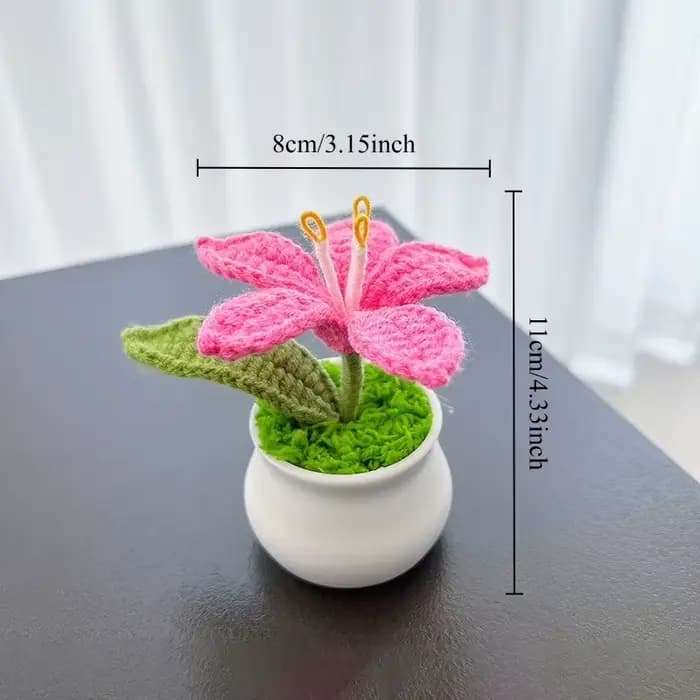 1 pièce Fleurs au crochet délicates en forme de lys en pot