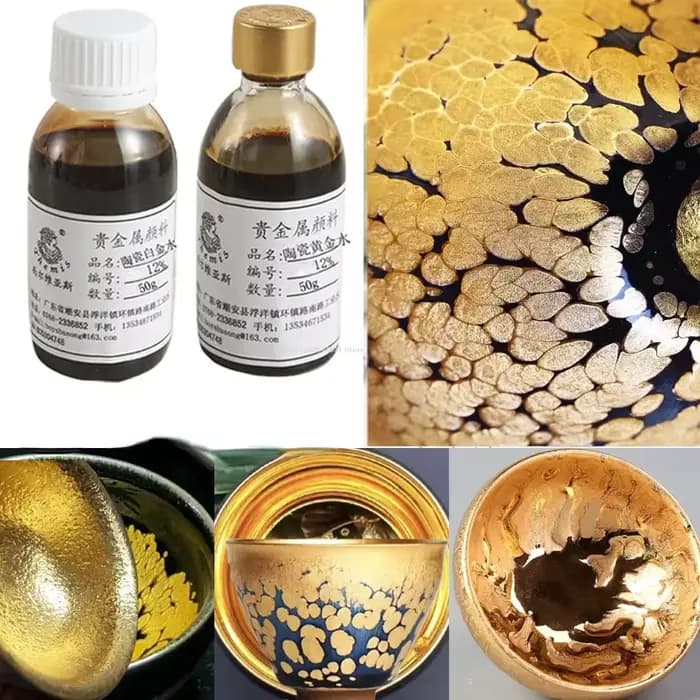 Pigments métalliques dorés céramiques 10g/flacon pour artisanat de poterie DIY