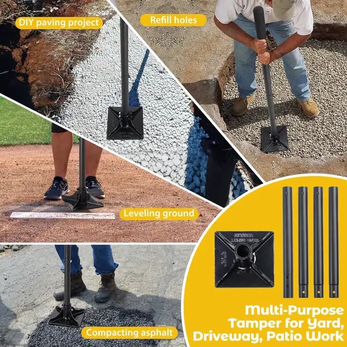 Compacteur de sol manuel pour aménagement paysager, nivellement de gravier, réparation du sol – Tasseau de jardin léger pour usage professionnel