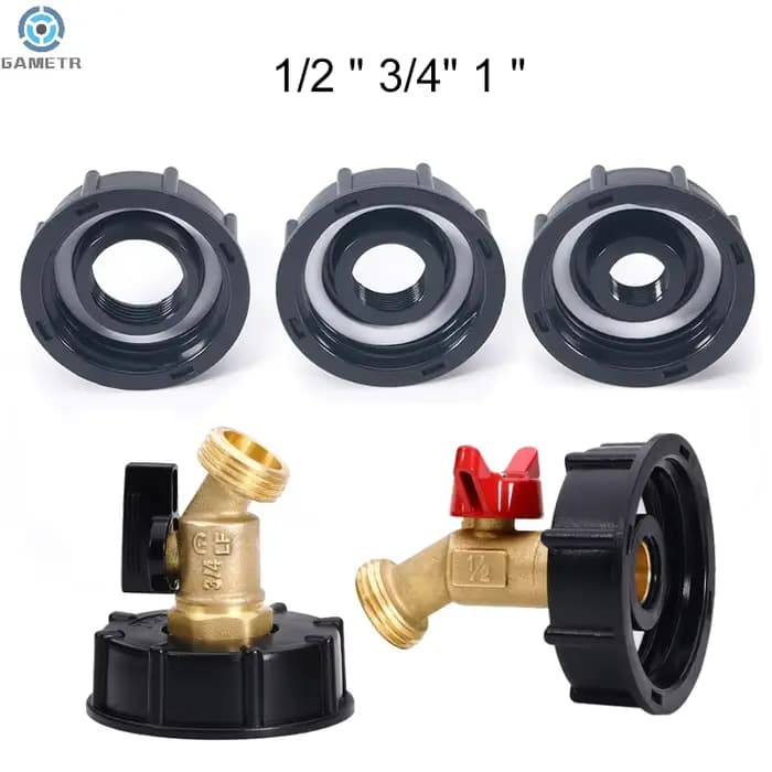 Accessoires pour réservoir IBC, filetage grossier S60X6, filetage femelle 60 mm vers 1/2\", 3/4\", 1