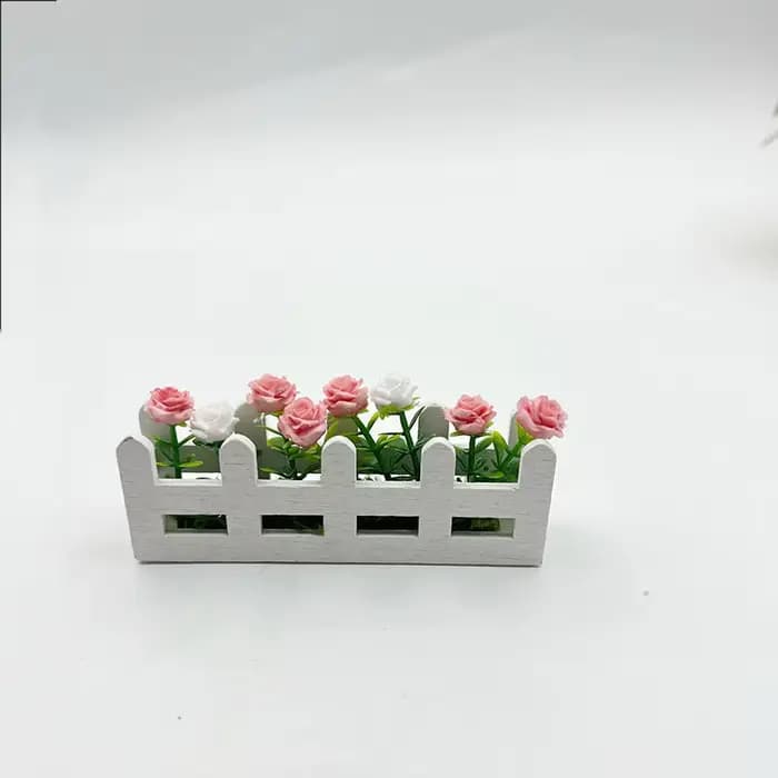 Mini clôture de Roses en pot, ensemble de fleurs, modèle de cloison de balcon, échelle, ornements mi