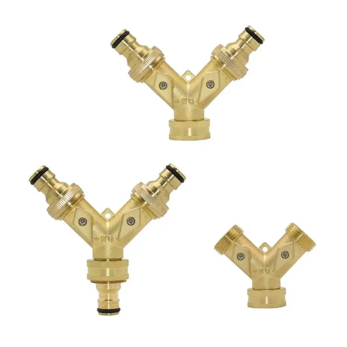 Séparateur d'eau du robinet de jardin à 2 voies en laiton, Valve d'irrigation 3/4 Y, connecteur rapi