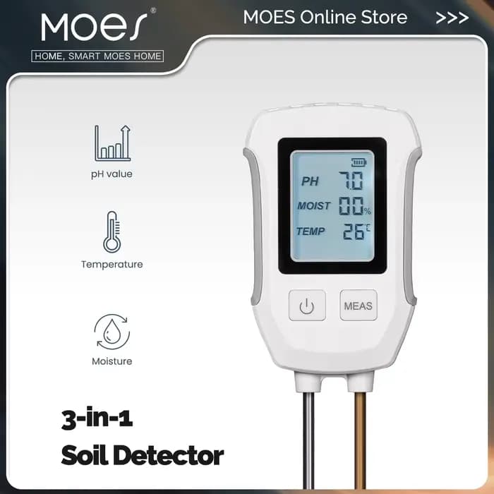 MOES-Testeur de détecteur de PH de sol 3 en 1, écran LCD, thermomètre, humidimètre, jardinage, fleur