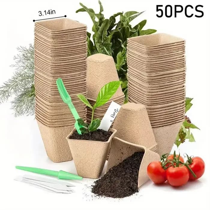 Pots de plantes pour pépinière, 50 pièces, plateau de jardin, Pots de torbe en pâte de papier biodég