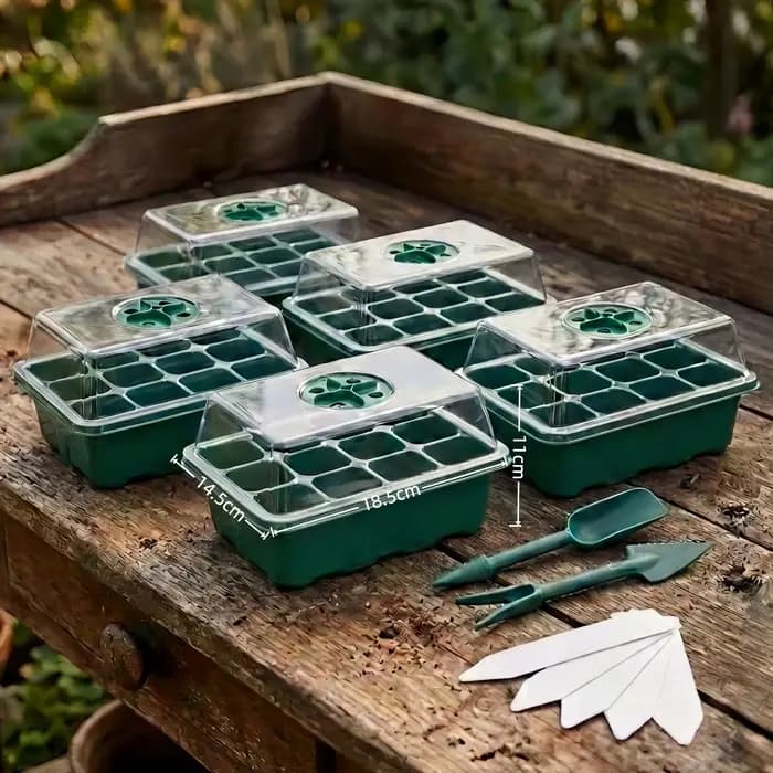 Plateau de semis 12/40 alvéoles avec dômes ventilés pour l'humidité et bases