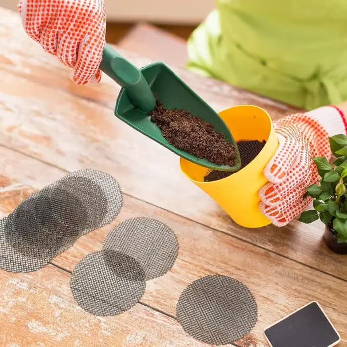 50 pièces Pot de fleur trou maille Pad respirant bonsaï maille Drainage écrans bonsaï Pot bas grille