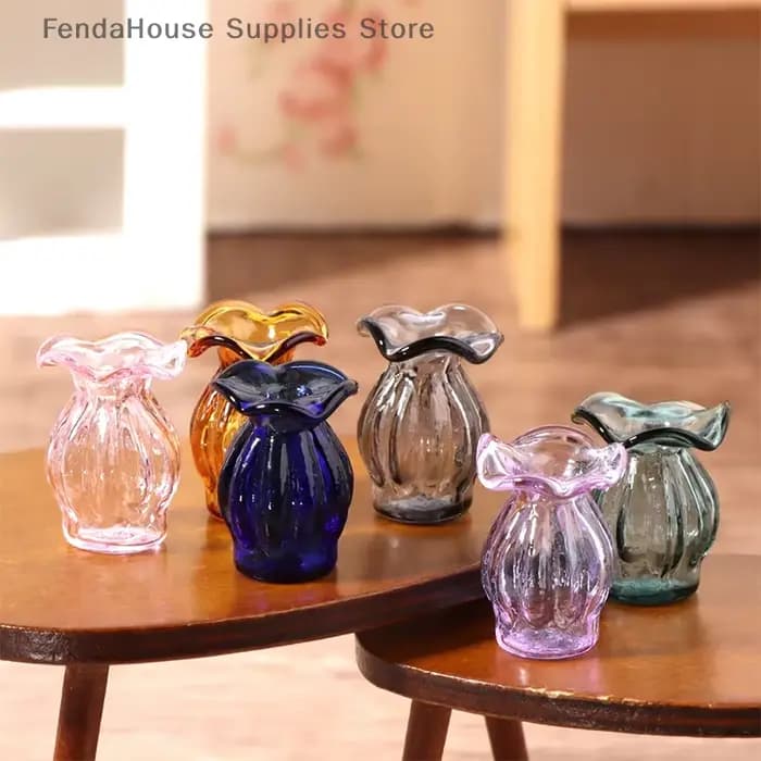 Vase en verre miniature pour maison de poupée 1:12