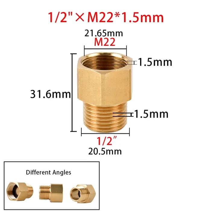 Connecteur de filetage en laiton 3/8 "1/2" M14 M18 M22