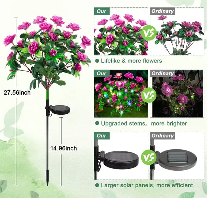 Nouveau LED étanche solaire azalée fleurs lumières paysage extérieur lumière pour pelouse Patio jardin chemin lampe d'éclairage décoratif