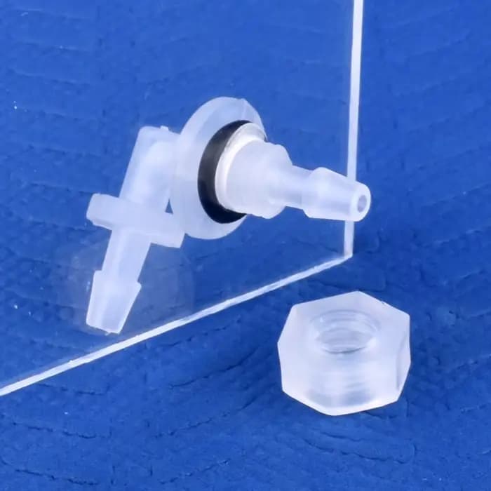 Connecteurs coudés pagode en PP M6 ~ G1/2 à 2.4-11.1mm, avec écrou, joint torique, réservoir d'aquar
