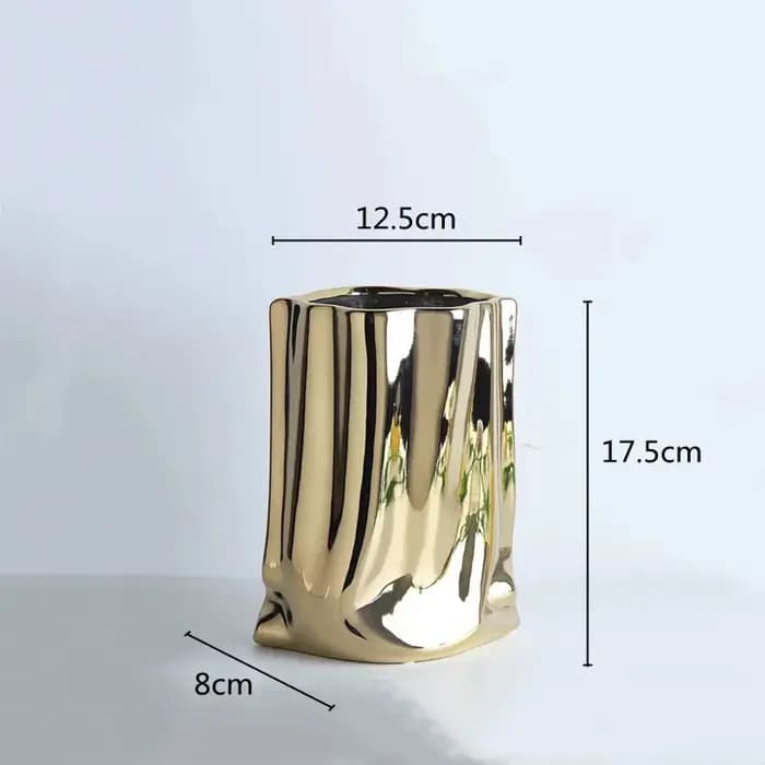 Vase à fleurs en céramique argenté à volants
