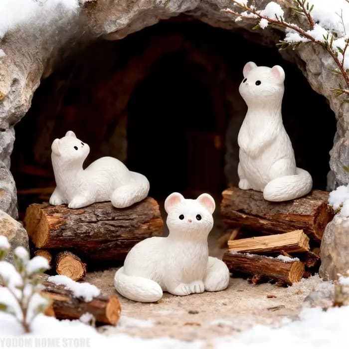 3 pièces de figurines miniatures de frettes mignonnes de dessin animé, décoration de maison DIY, miniatures de bureau Kawaii, accessoires d'ornement, artisanat, cadeaux pour enfants