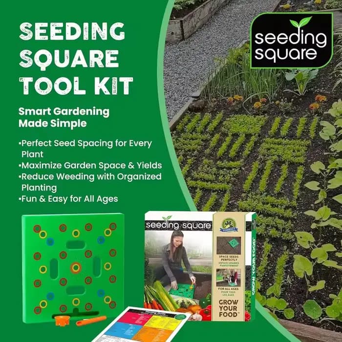 Seeding Square - Gabarit de semis avec plateau pour pots de fleurs et jardinage potager