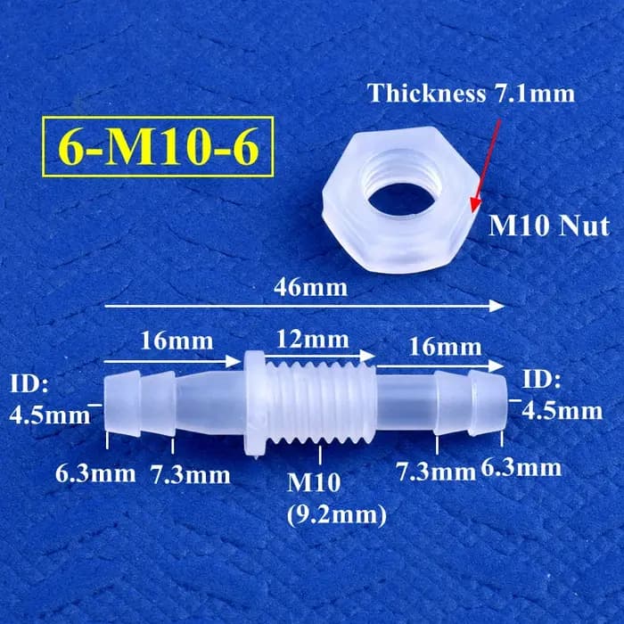 5 ~ 200 pièces écrou hexagonal M6 ~ M10 à 3 ~ 8mm PP pagode connecteurs directs réservoir d'aquarium adaptateur de pompe