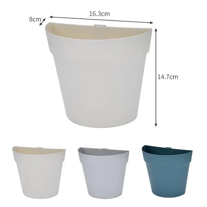 Pots de fleurs muraux en plastique pour la décoration intérieure, jardinière semi-circulaire, orneme