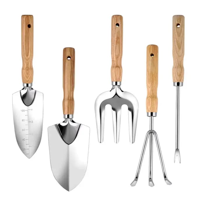 Ensemble d'outils de jardinage professionnels 5 pièces en acier inoxydable, ergonomiques, pour la ma