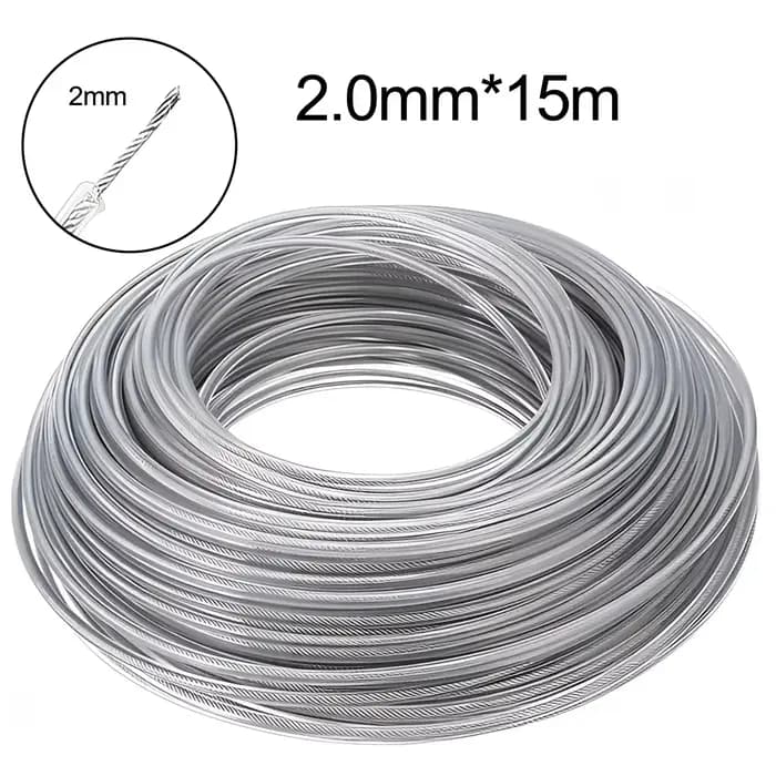 5m/10m/15m * 2.4mm/2.7mm/3mm/4mm ligne de coupe gazon fil de Nylon débroussailleuse corde acier