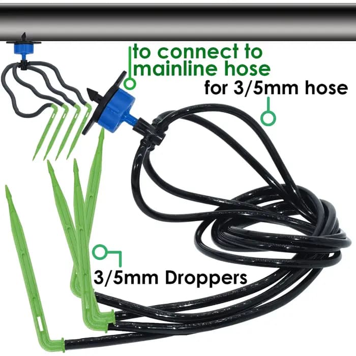 Système d'arrosage goutte à goutte pour serre, 4 voies, flèche d'irrigation 3/5mm, émetteur 2 voies