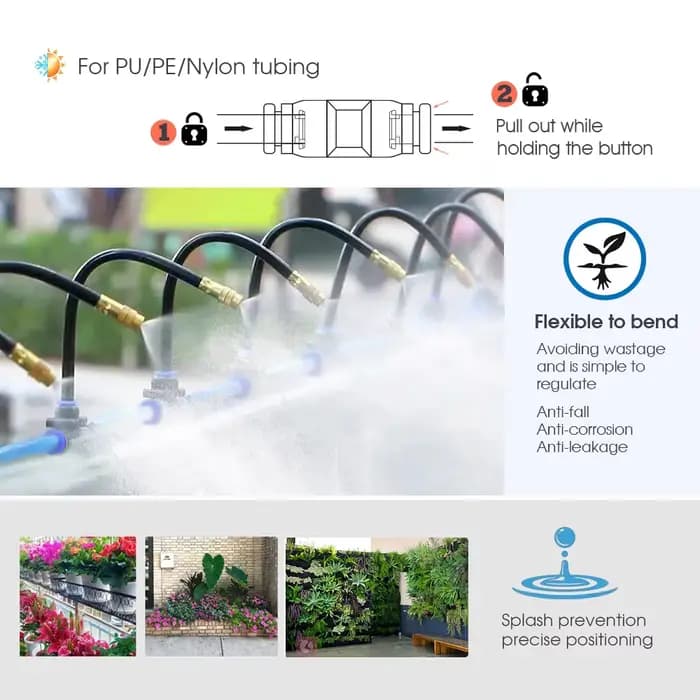 360 ° Système d'arrosage par pulvérisation en laiton Flexible, réglage à rotation libre, pompe de