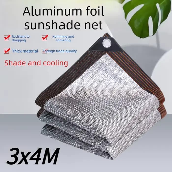 Filet d'ombrage en aluminium argenté haute densité épaissi et renforcé pour serre, balcon, voiture,