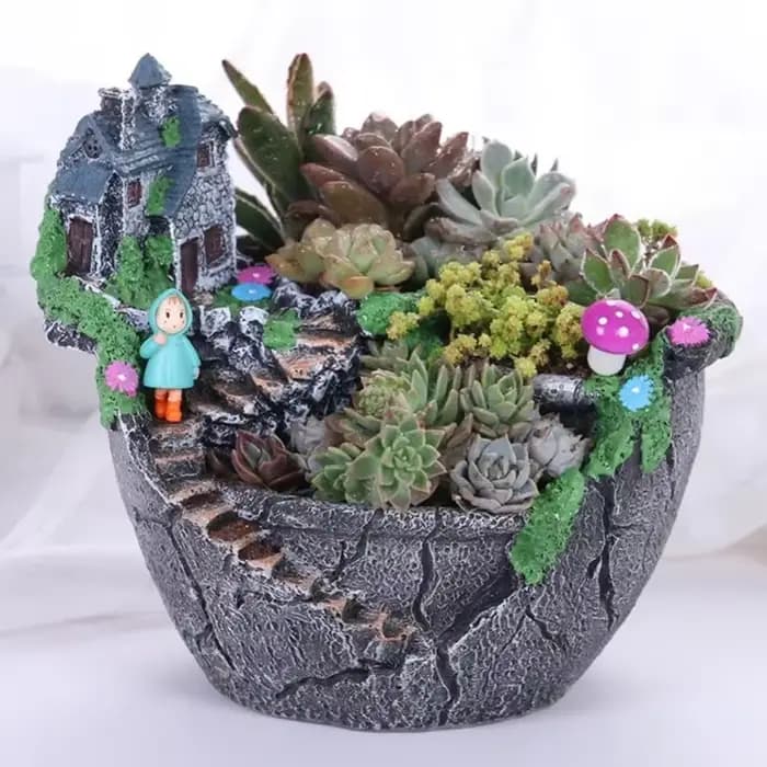 Pot de fleurs en résine pour plantes succulentes, support de bureau, décoration de jardin de maison,