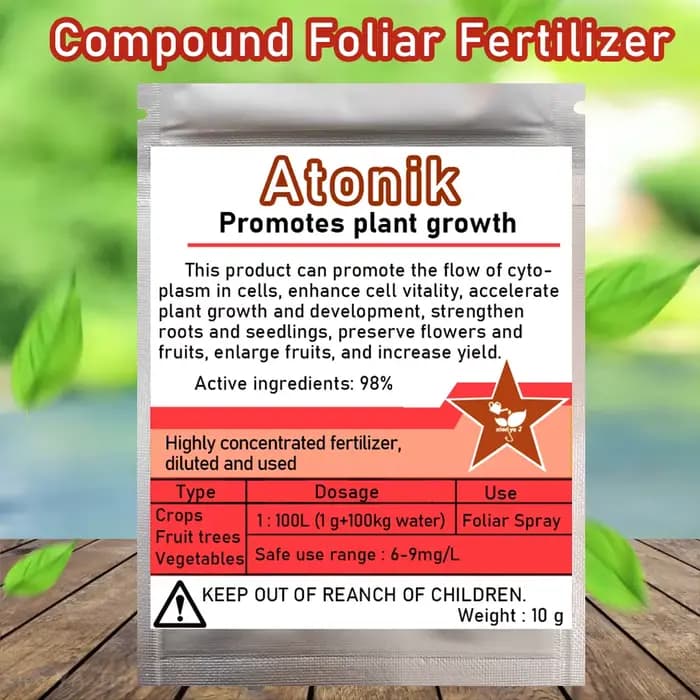 Engrais soluble dans l'eau Atonik, 10g, composé rouge, pour aliments pour nouvelles plantes