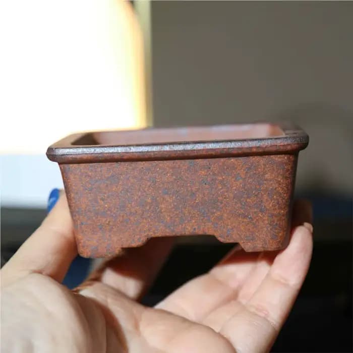 Pot de fleur chinois YFête ing en argile violette, pot de bonsaï carré fait à la main, décoration de bureau à domicile, pot de fleur succulente avec trous, LH211