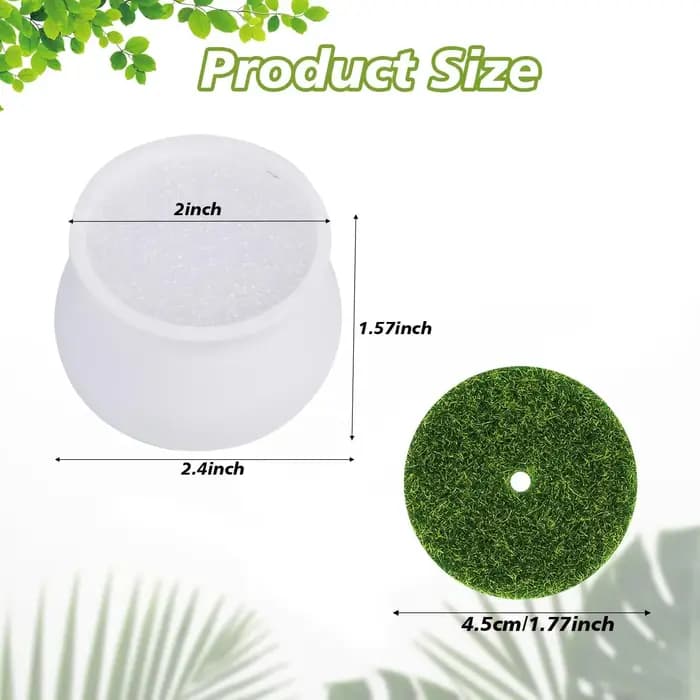 Lot de 12 petits pots blancs de 2 pouces en plastique avec mousse et gazon artificiel pour fleurs au crochet