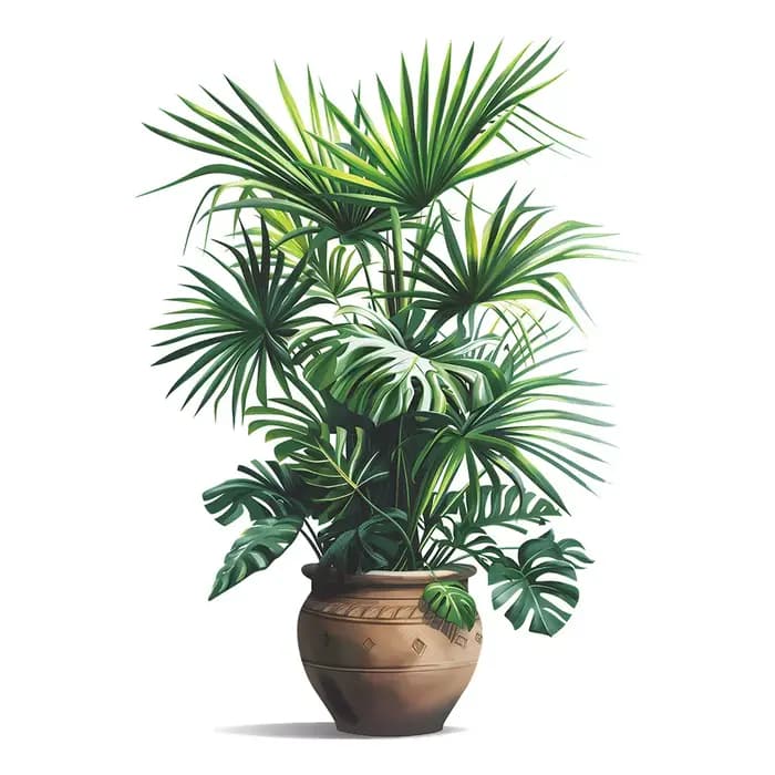 Autocollant mural auto-adhésif en Pot de plante verte