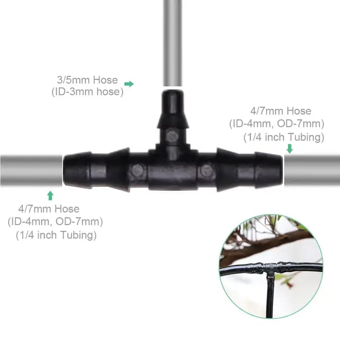 Connecteur de tuyau d'arrosage goutte-à-goutte, accessoires d'arrosage de jardin, tuyau de 4/7mm à 3