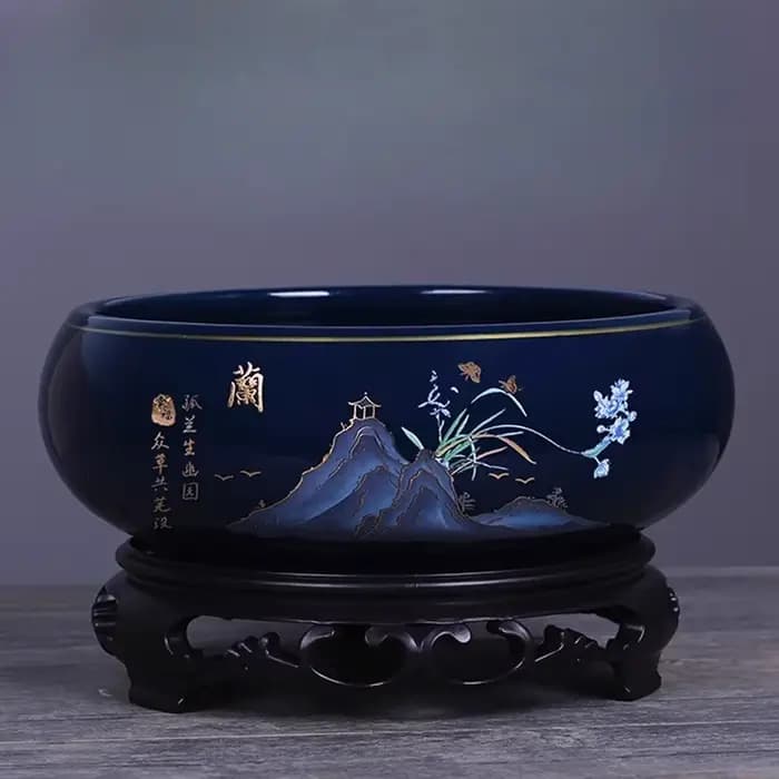 Pot de fleur hydroponique en céramique de Style chinois créatif, orchidée prune, chrysanthème de bambou, Pot de fleur de jardinage, ornement de bureau