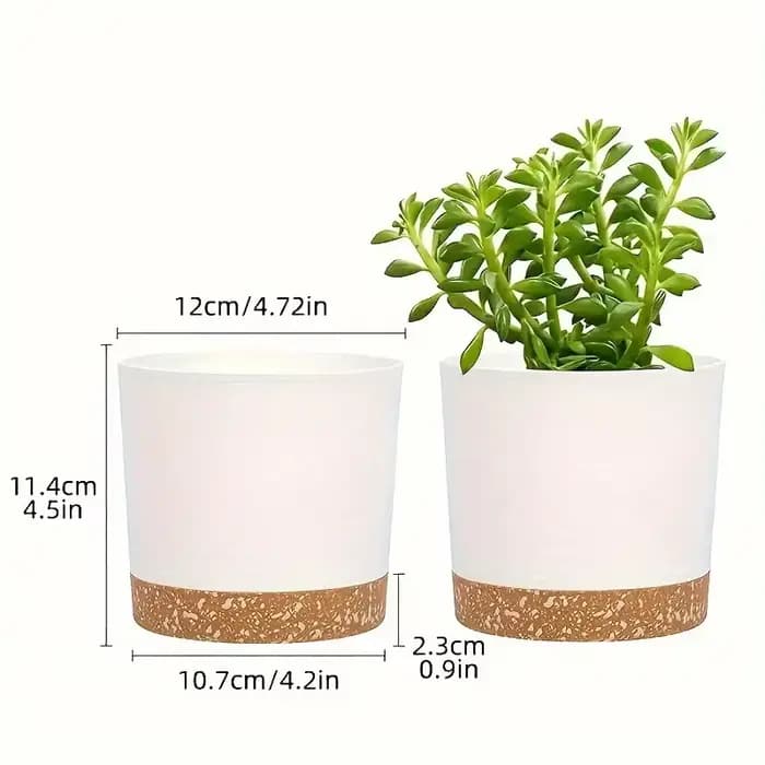 Pot de fleurs, lot de 2 jardinières pour plantes d'intérieur avec trous de drainage et soucoupe, pot