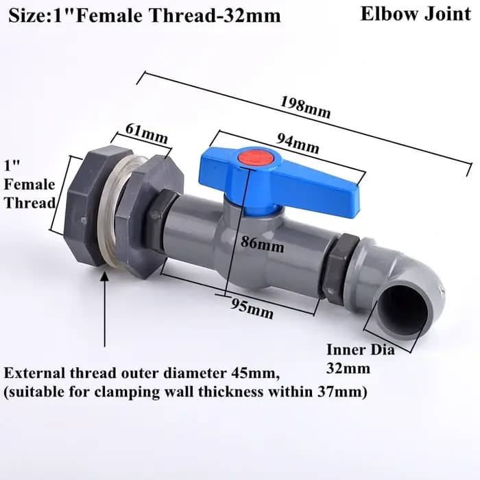 1 ensemble 1/2 "3/4" 1 "PVC Aquarium connecteur de réservoir de poisson entrée tuyau de vidange d'eau Joint Valve Irriga