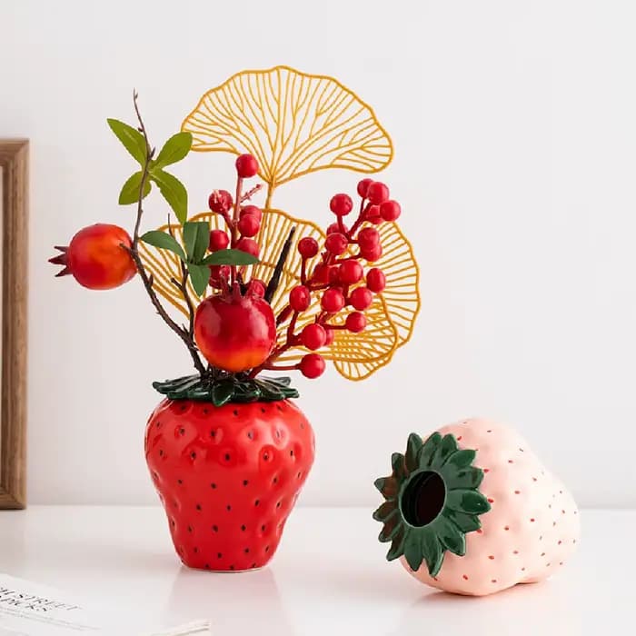 Pot de jardinière en forme de fraise d'inspiration Vintage