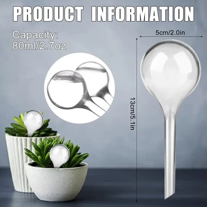 Lot de 12 boules d'arrosage pour plantes d'intérieur 13x5cm Système